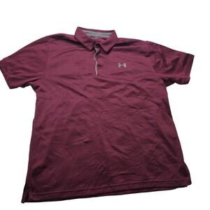 Under Armour Polo Shirt Mens XL Burgundy Loose Fit Golf Athletic Performance